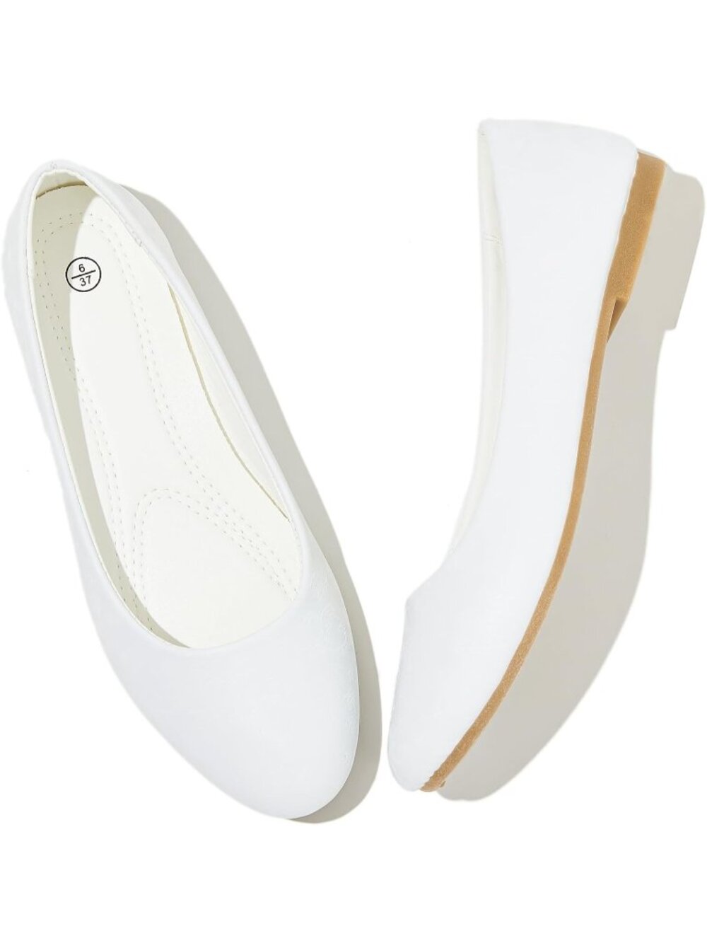 Women's White Embroidery PU Leather Non Slip Low Heel Slip on Loafer Flat Shoes